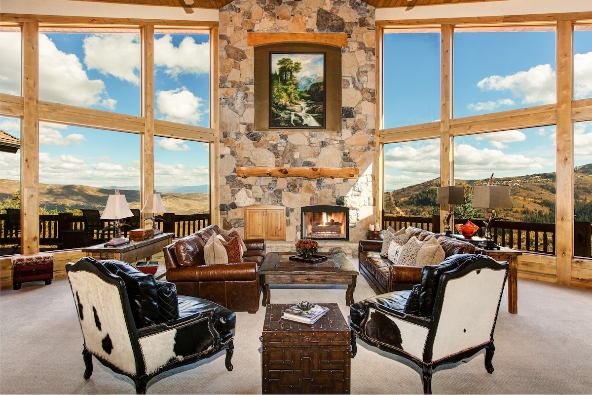 The living room of a vacation rental in Park City
