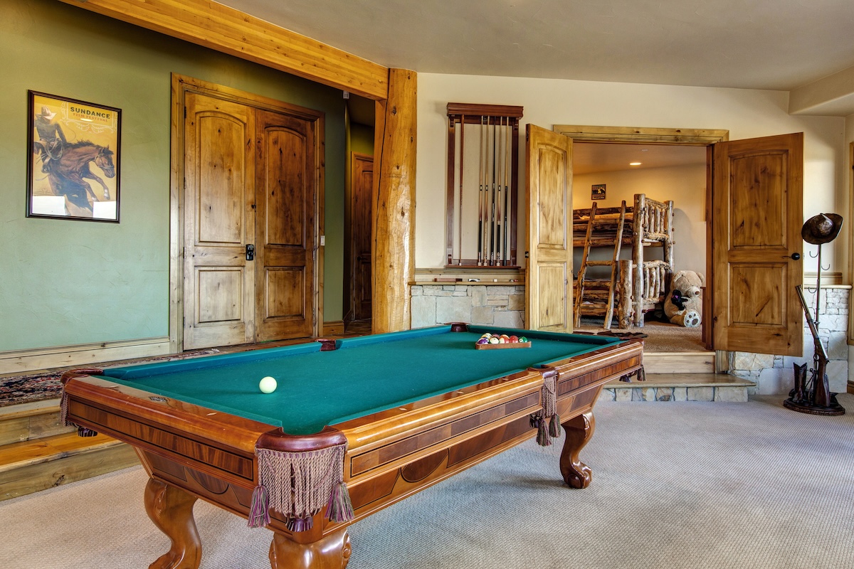 A pool table at a Park City Rental.
