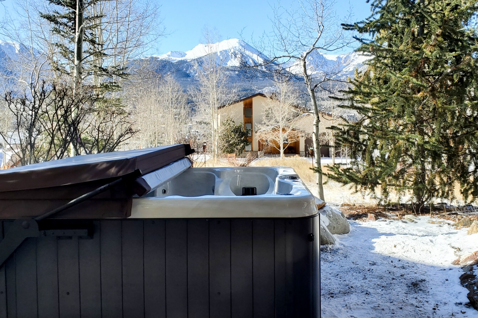 The hot tub at a vacation rental in Silverthorne, CO.