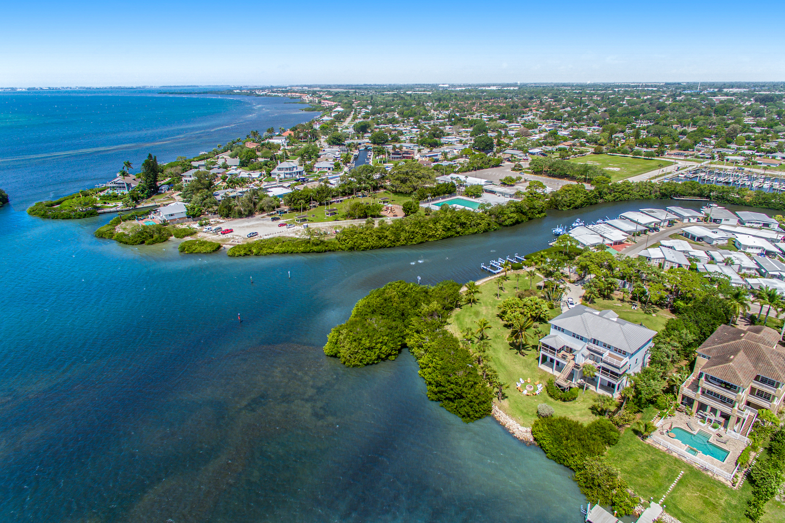 The Bradmenton, Florida skyline as shot by a drone.