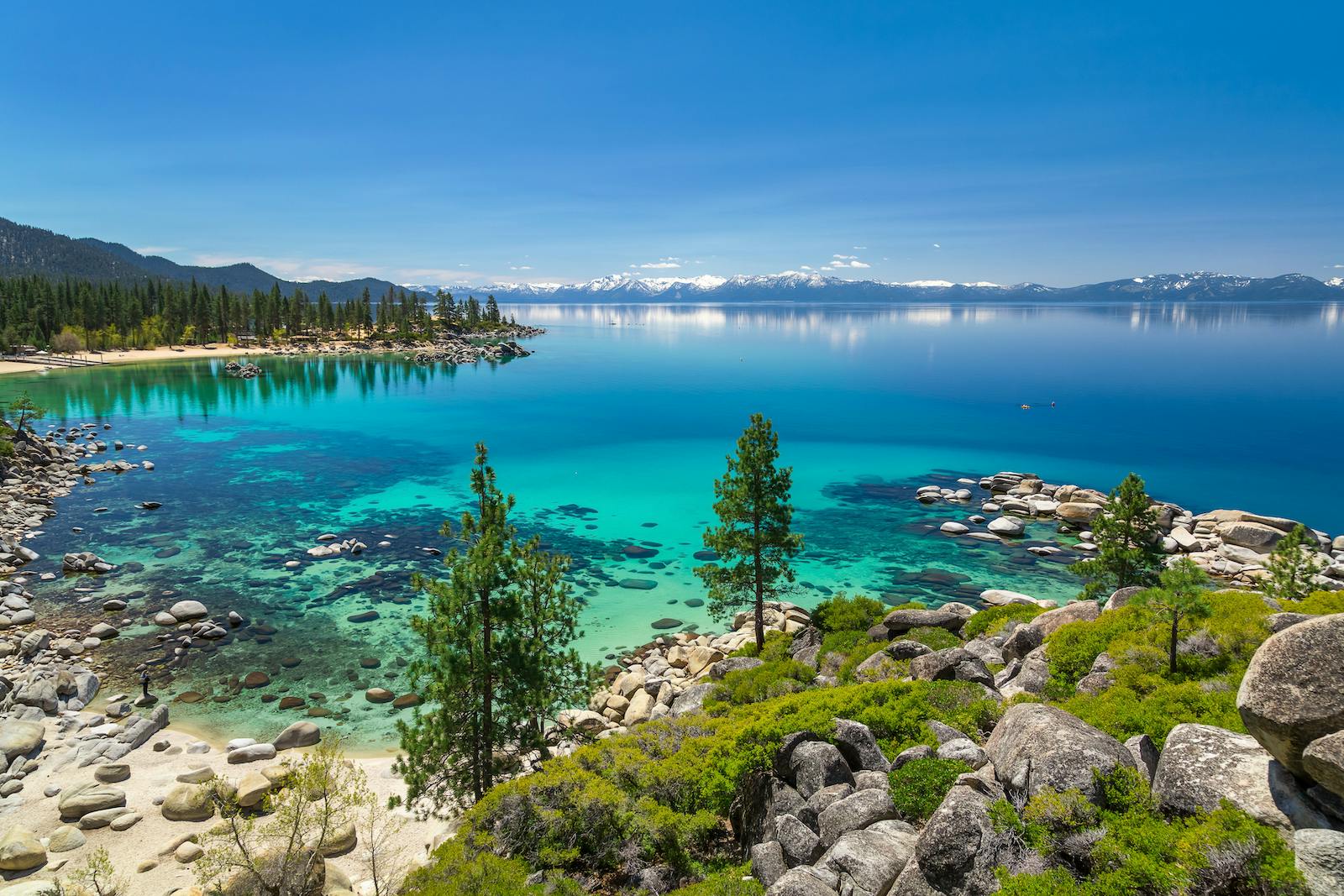 View of Lake Tahoe from the shoreline.
