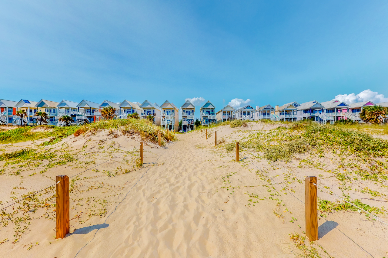 Houses lined up on the coast