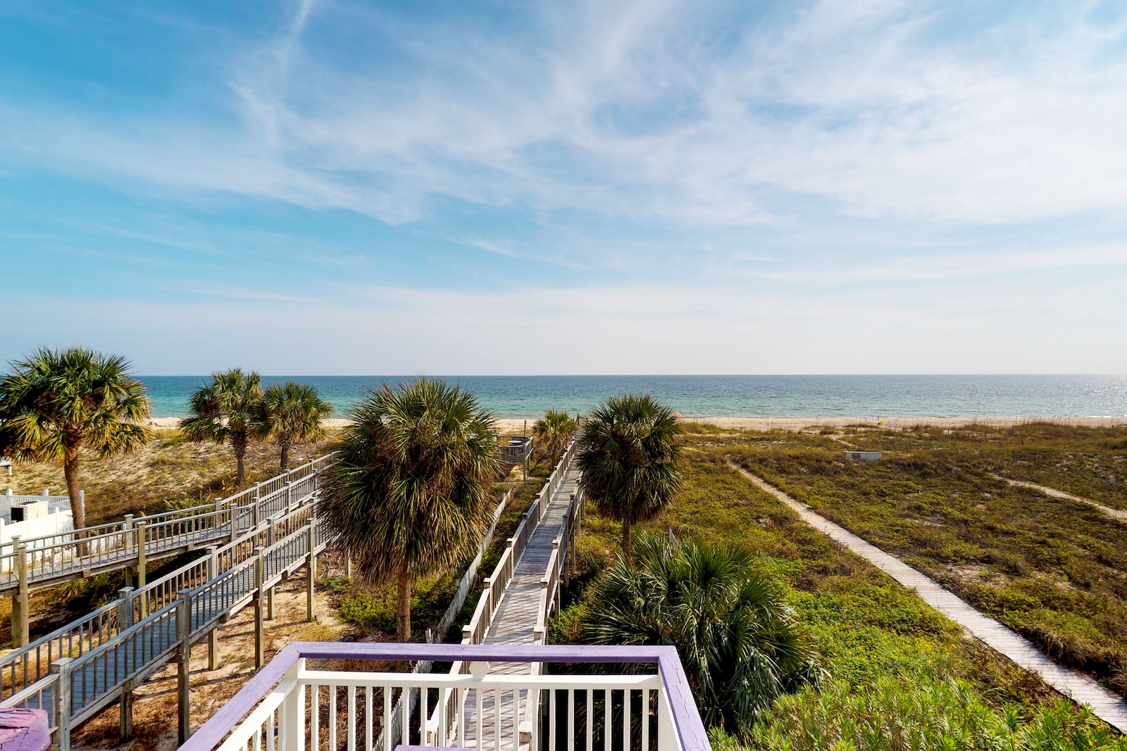 The view from a deck overlooking the ocean at a monthly rental on St. George Island.