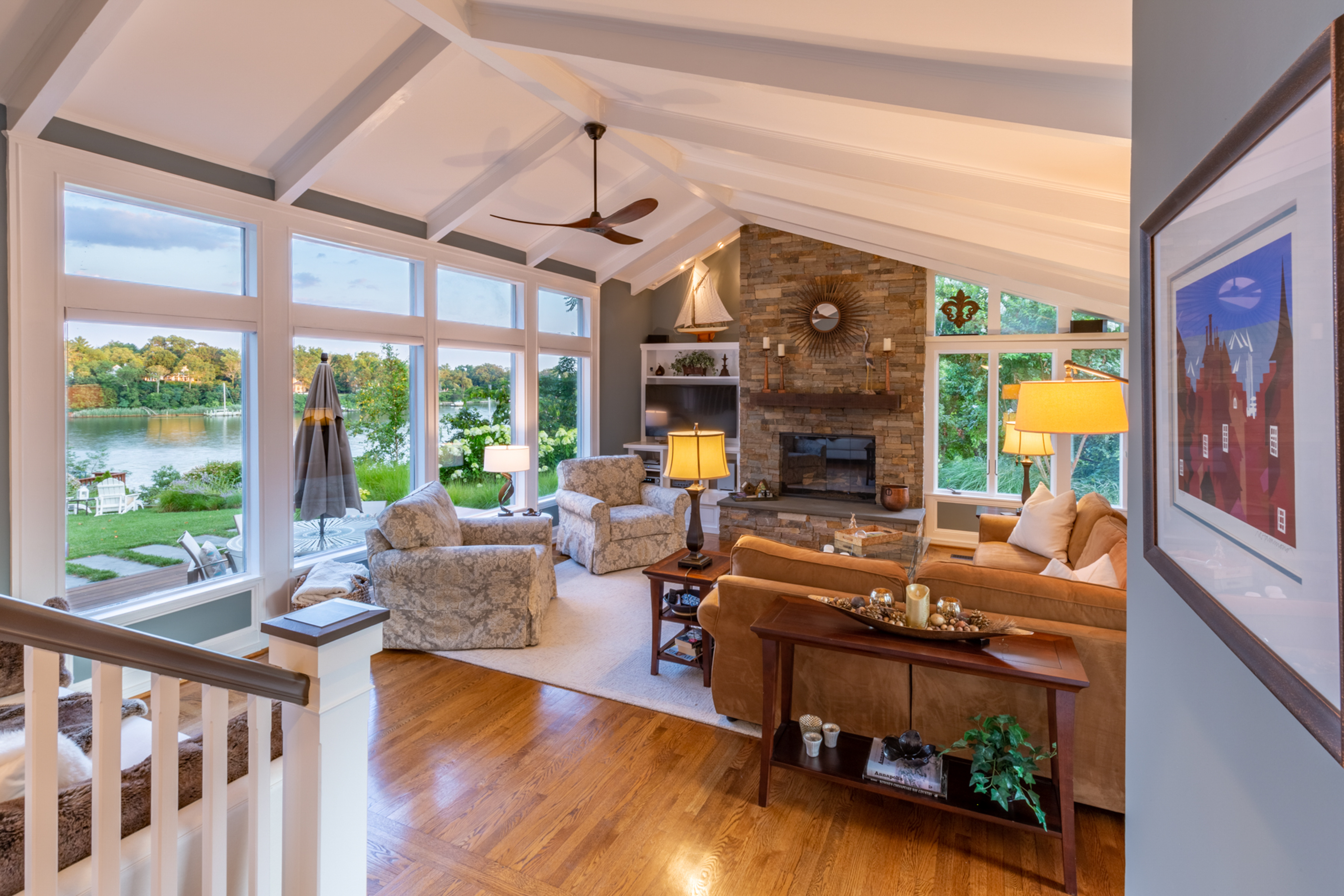 The living room of an Annapolis vacation rental.