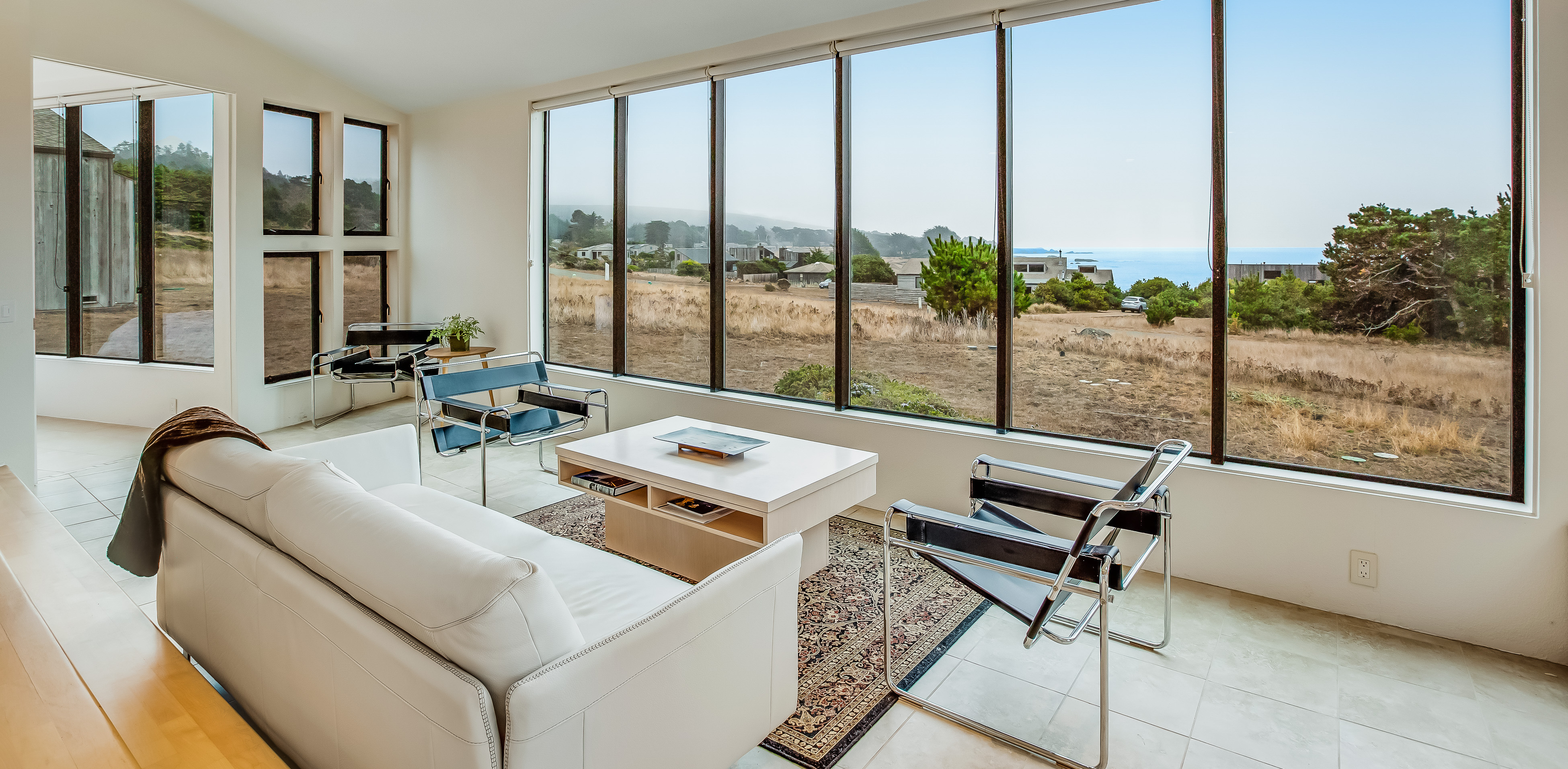 clean modern living area of Sea Ranch, CA beach home