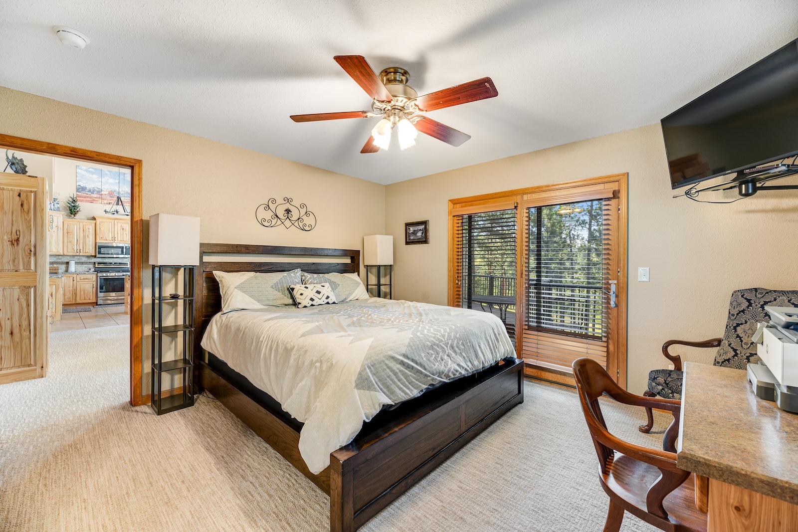 Bedroom of a vacation rental in Sturgis.