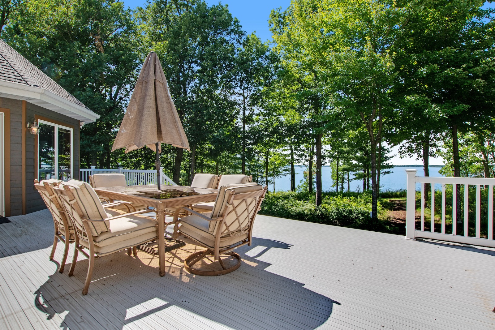 The patio area of a vacation rental in Arkdale, WI.