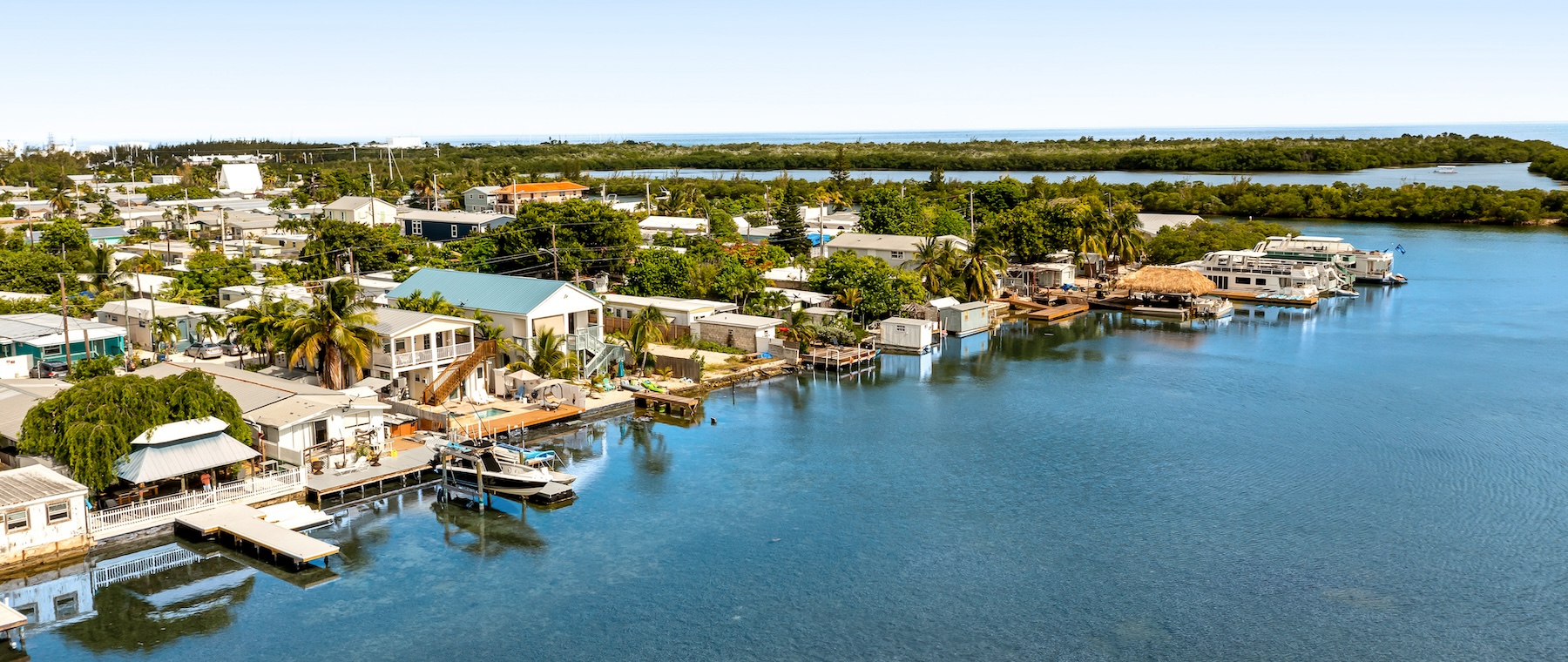 Drone shot of the Key West, Florida coastline.
