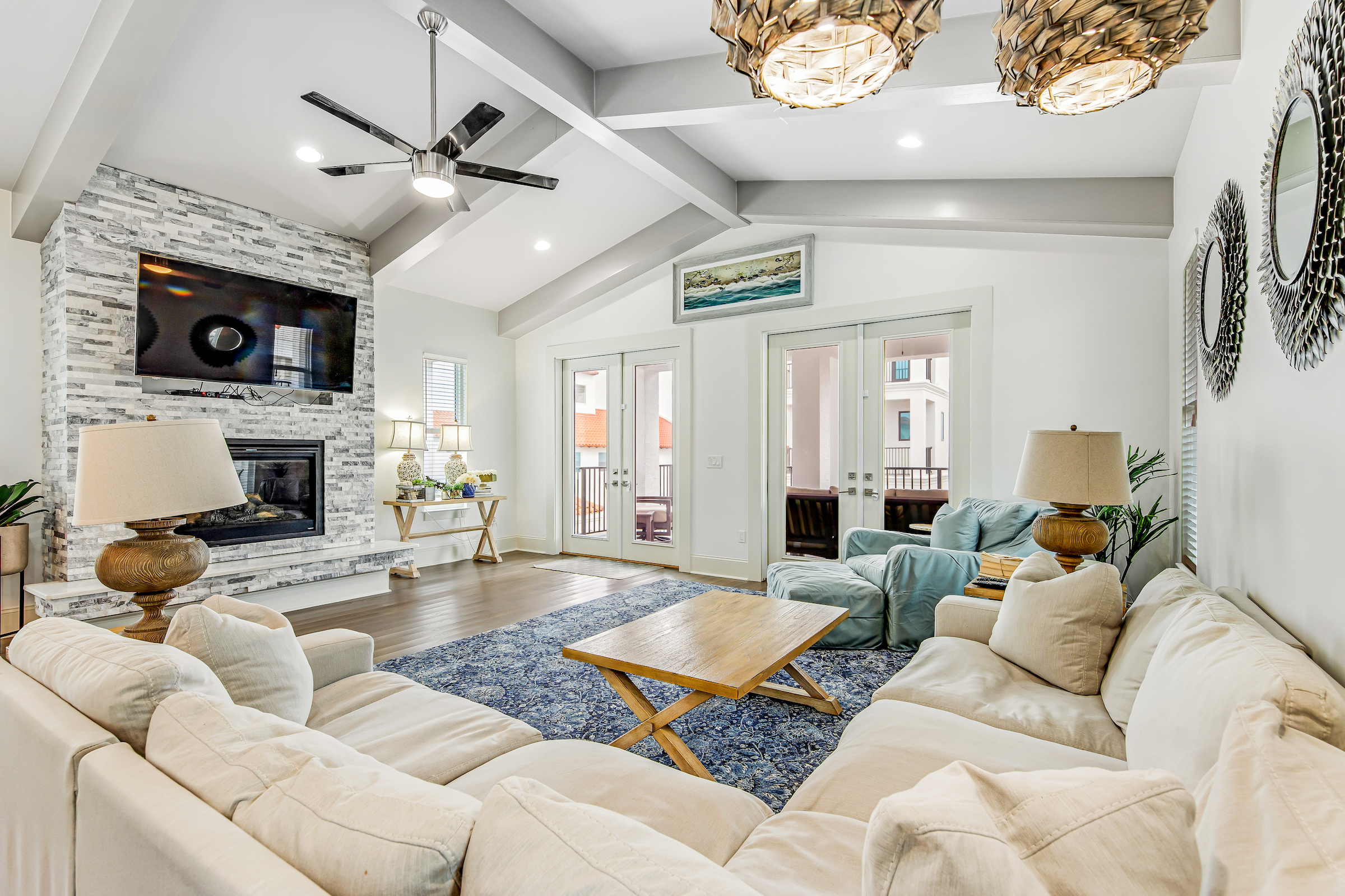 The living room of a vacation rental in 30A, Florida