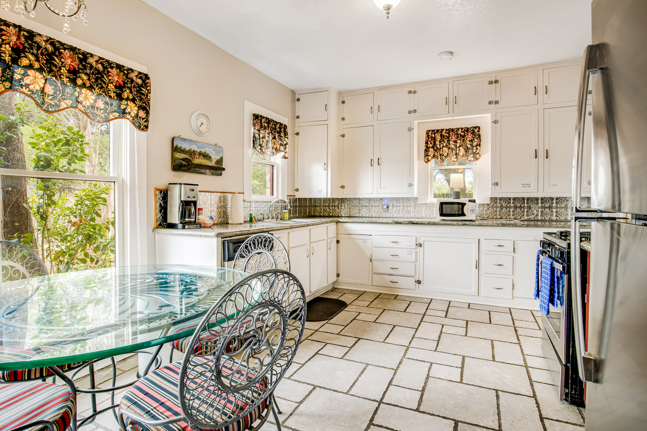 The kitchen at a vacation rental in Wimberley, Texas.