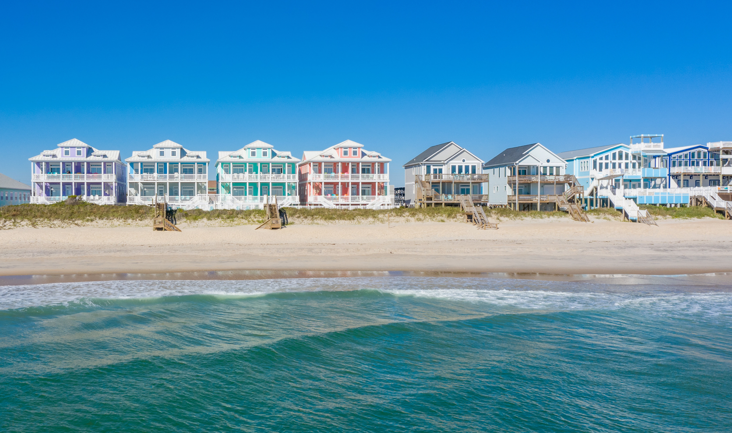 row of colorful beach houses