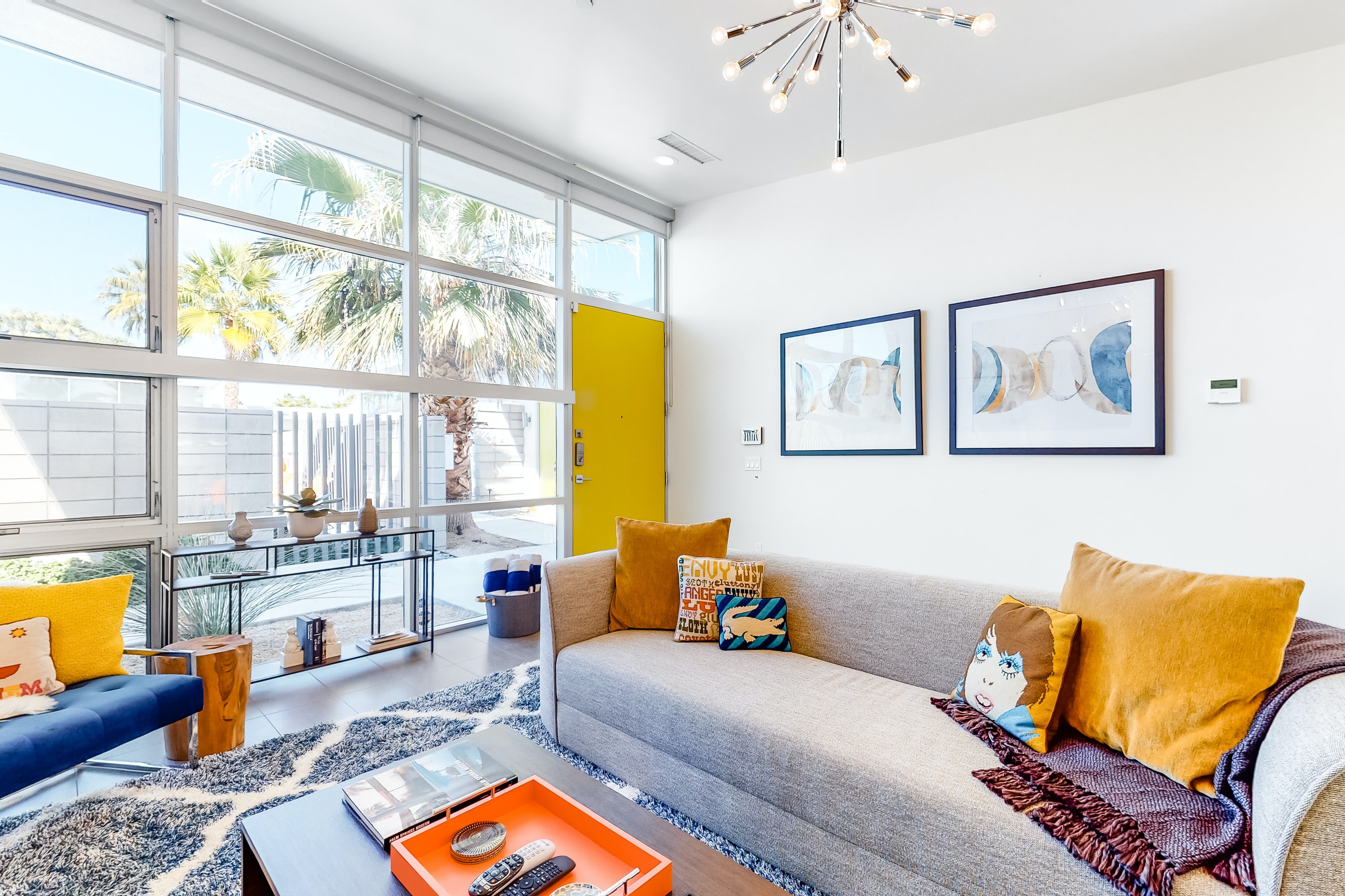 coachella Valley vacation rental with a radiant and welcoming yellow door