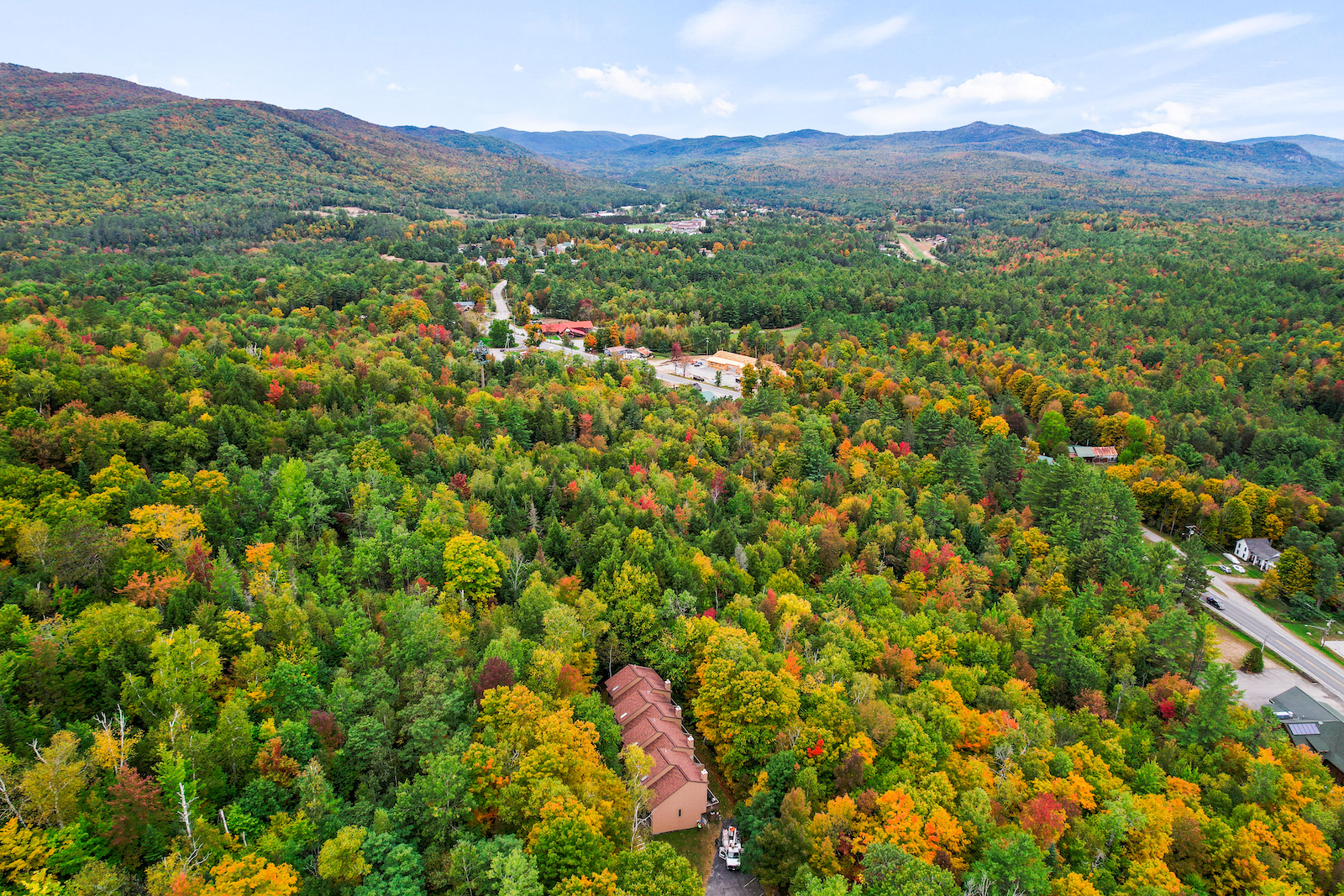A drone shot of the Gore Mountains in NY.