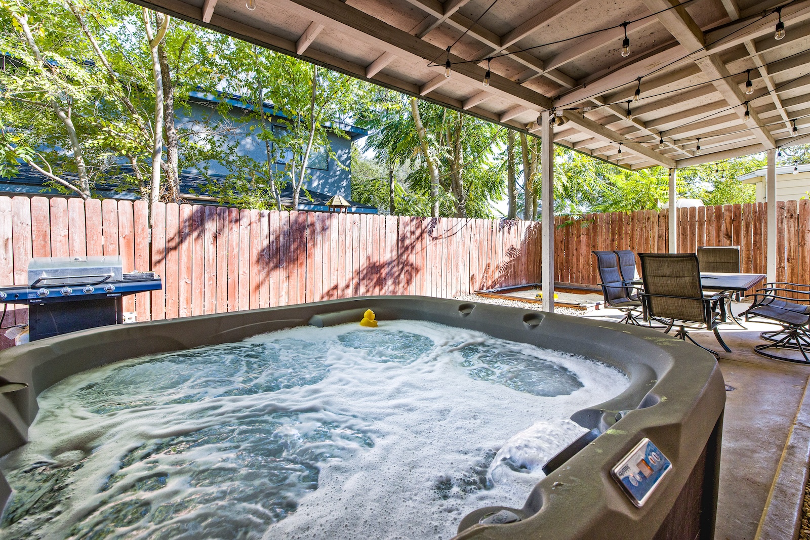 The hot tub area at a Paso Robles rental.