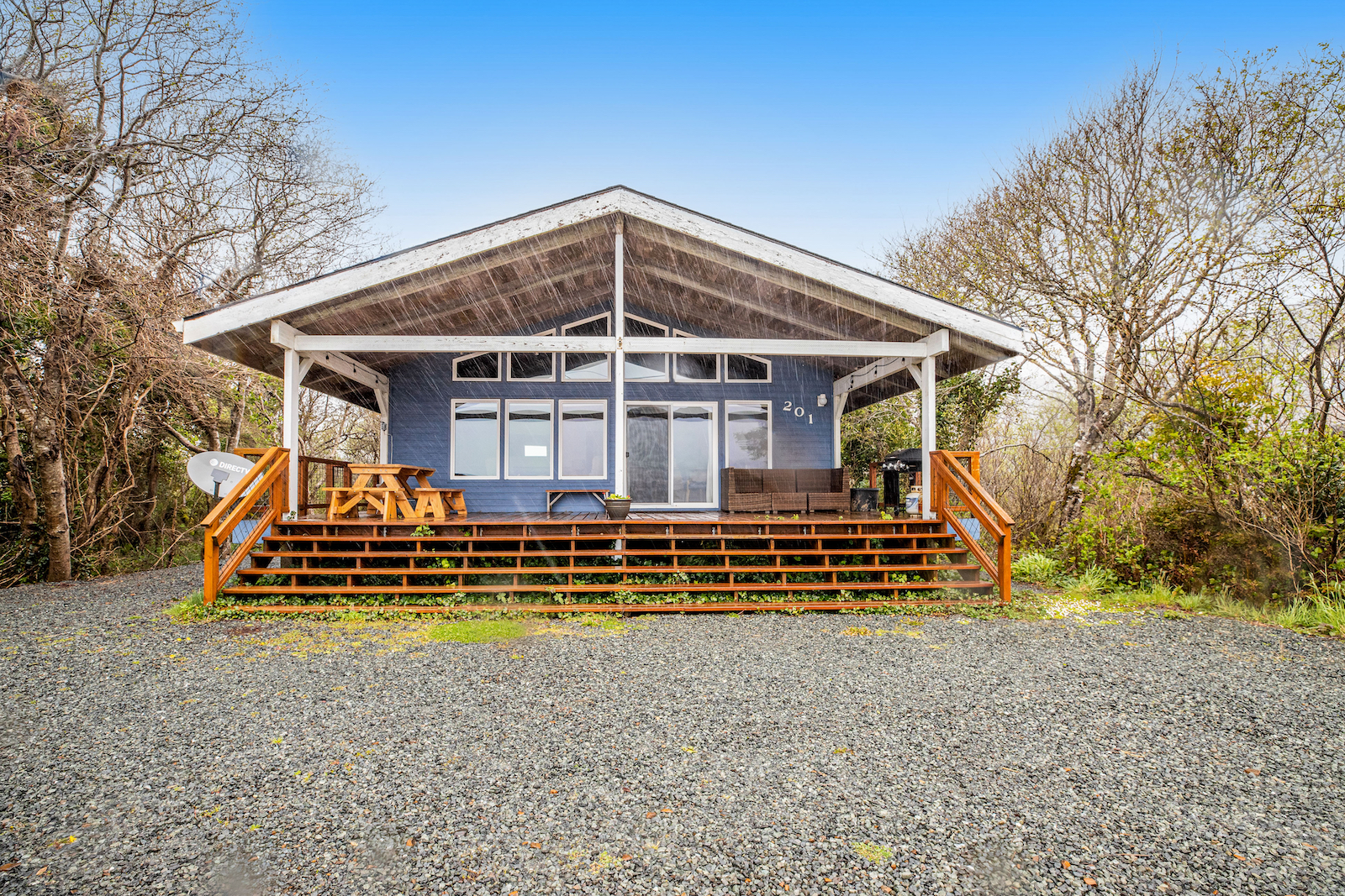 The exterior of a vacation rental in Rockaway Beach, Oregon