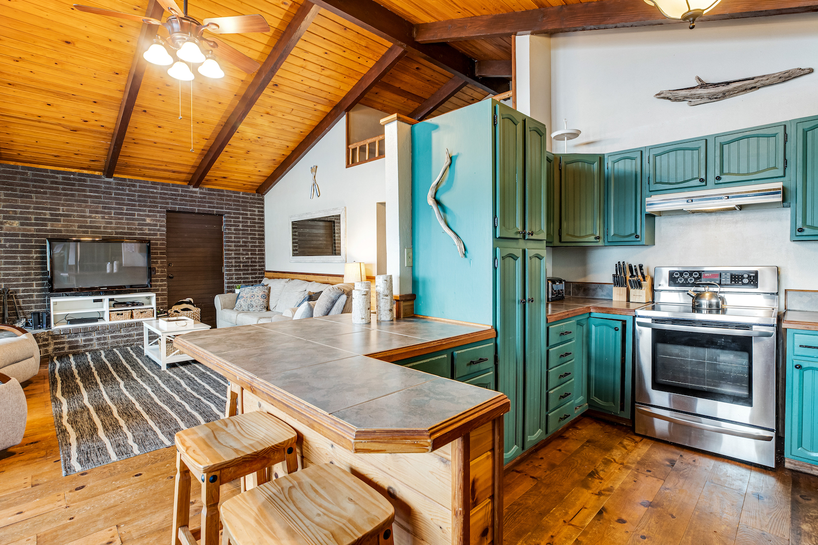 The kitchen of a vacation rental in Rockaway Beach, Oregon