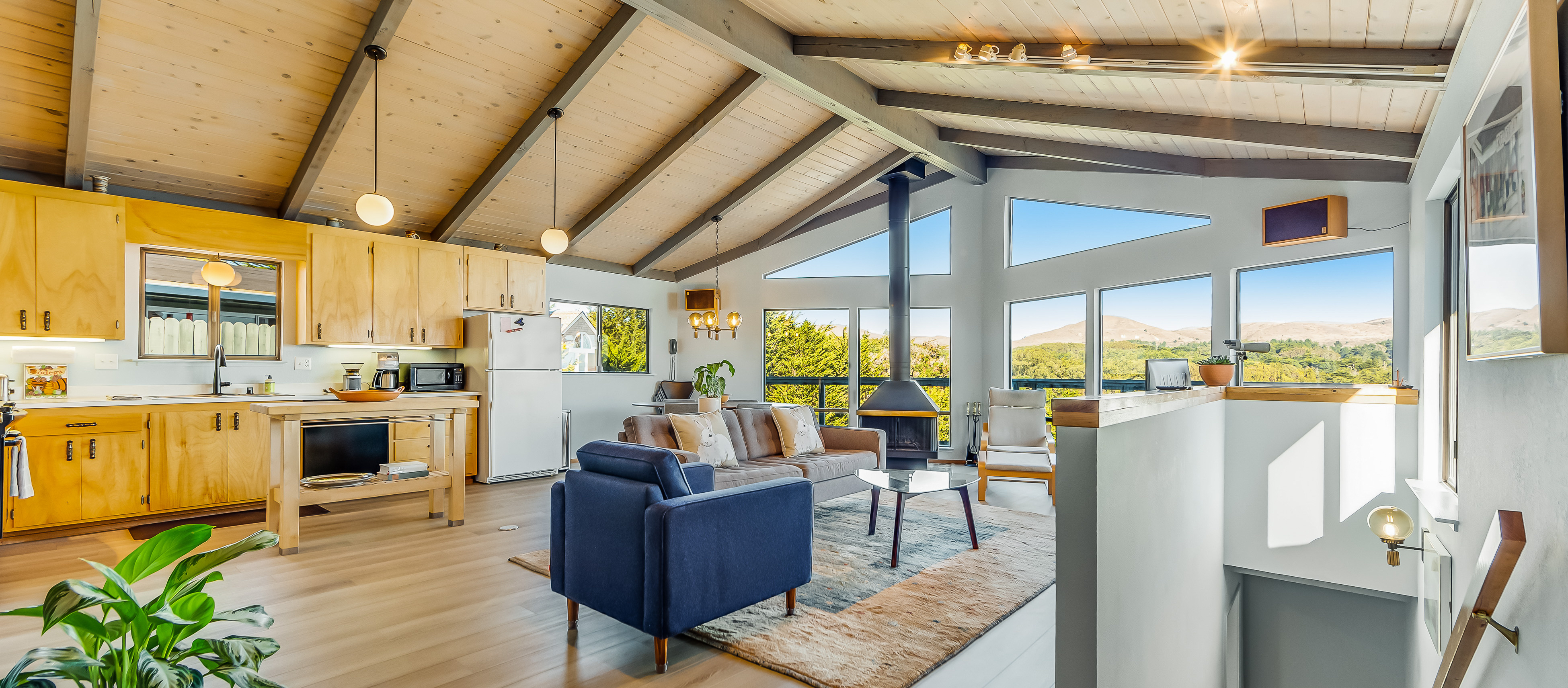 open layout living space of bodega bay, ca vacation home
