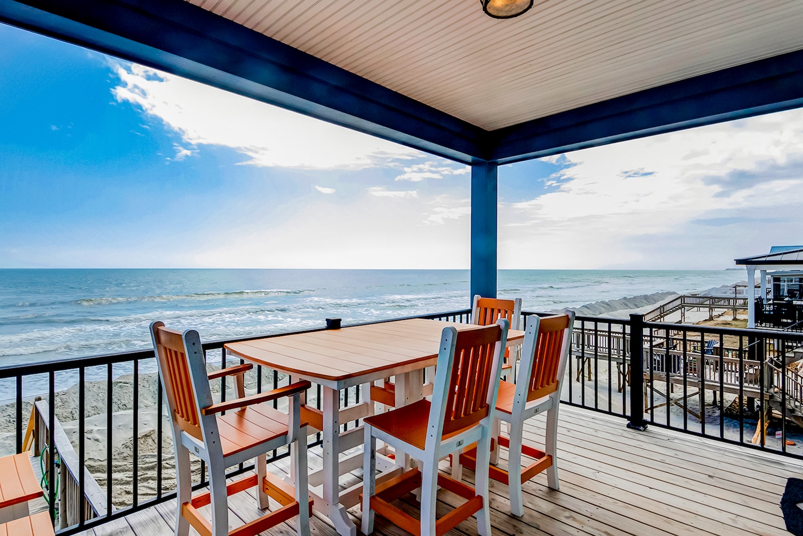 A view from the deck of a vacation rental overlooking the ocean in Murrels inlet, SC.