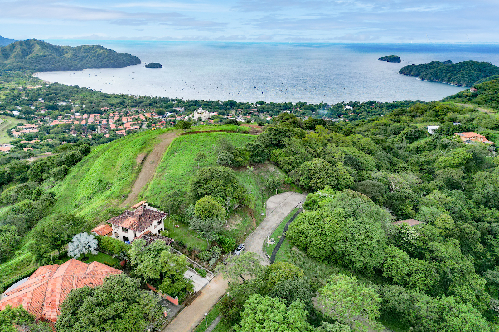 Aerial shot of Playas del Coco.