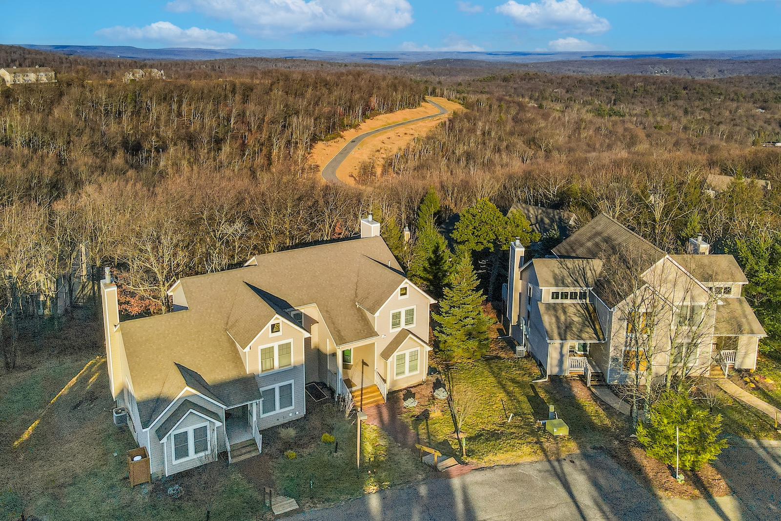 Drone shot of a Tannersville, PA home.