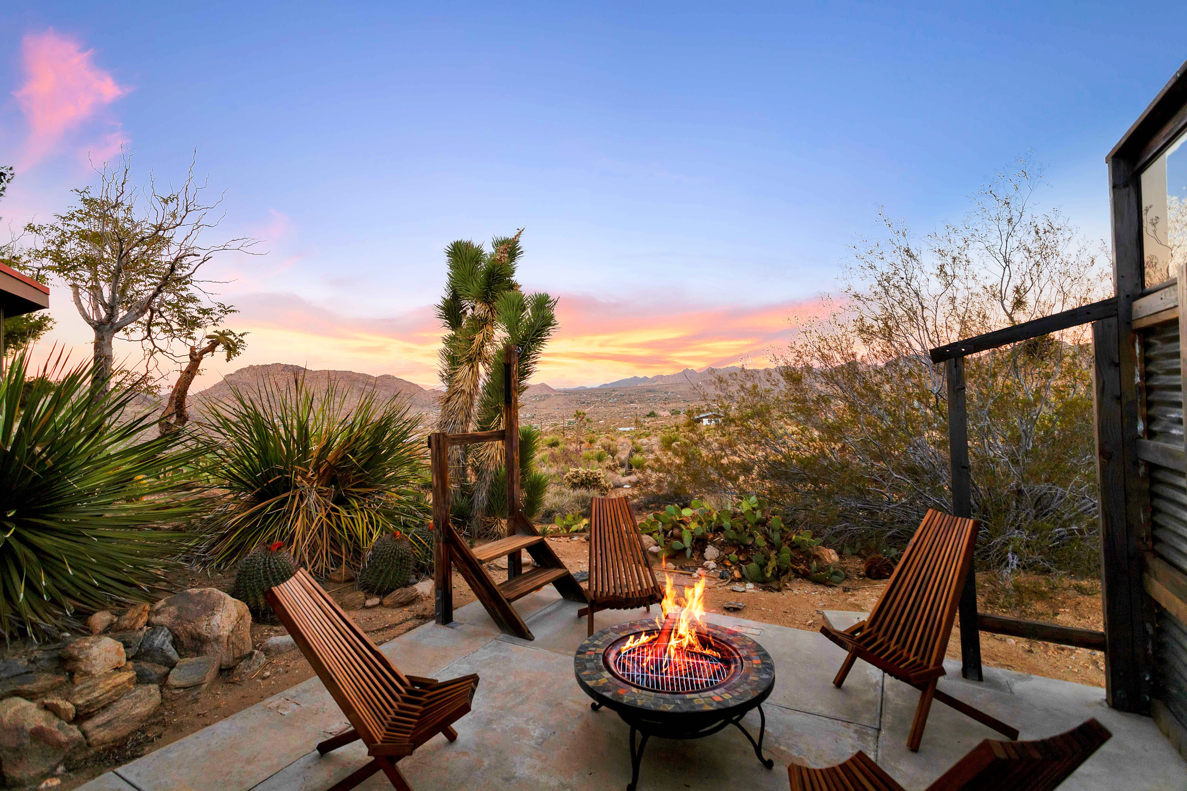 The fire area at a vacation rental in Joshua Tree.