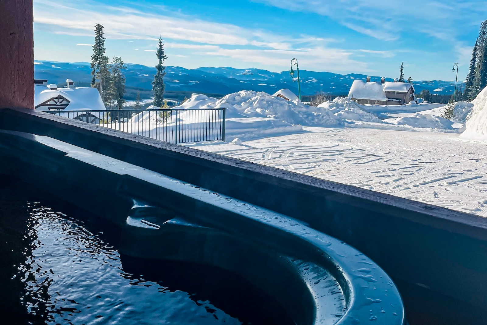 View from the hot tub at a vacation rental in Big White Mountain, BC.