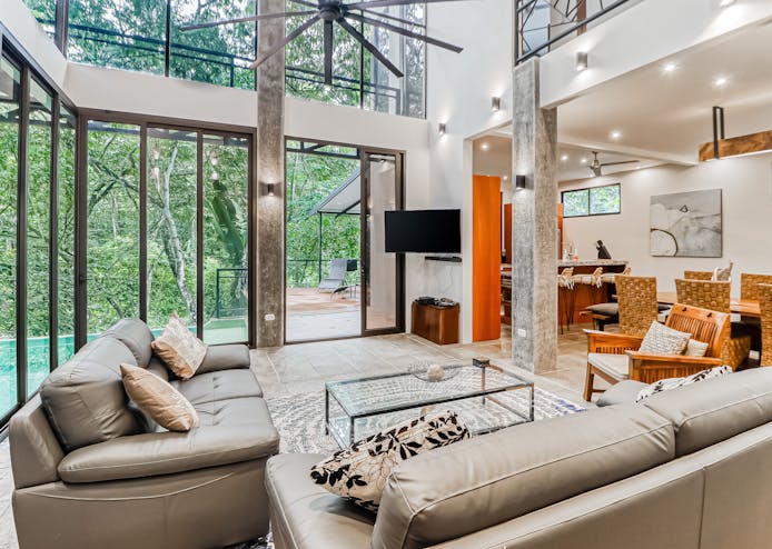 The living room of a vacation rental in Costa Rica.