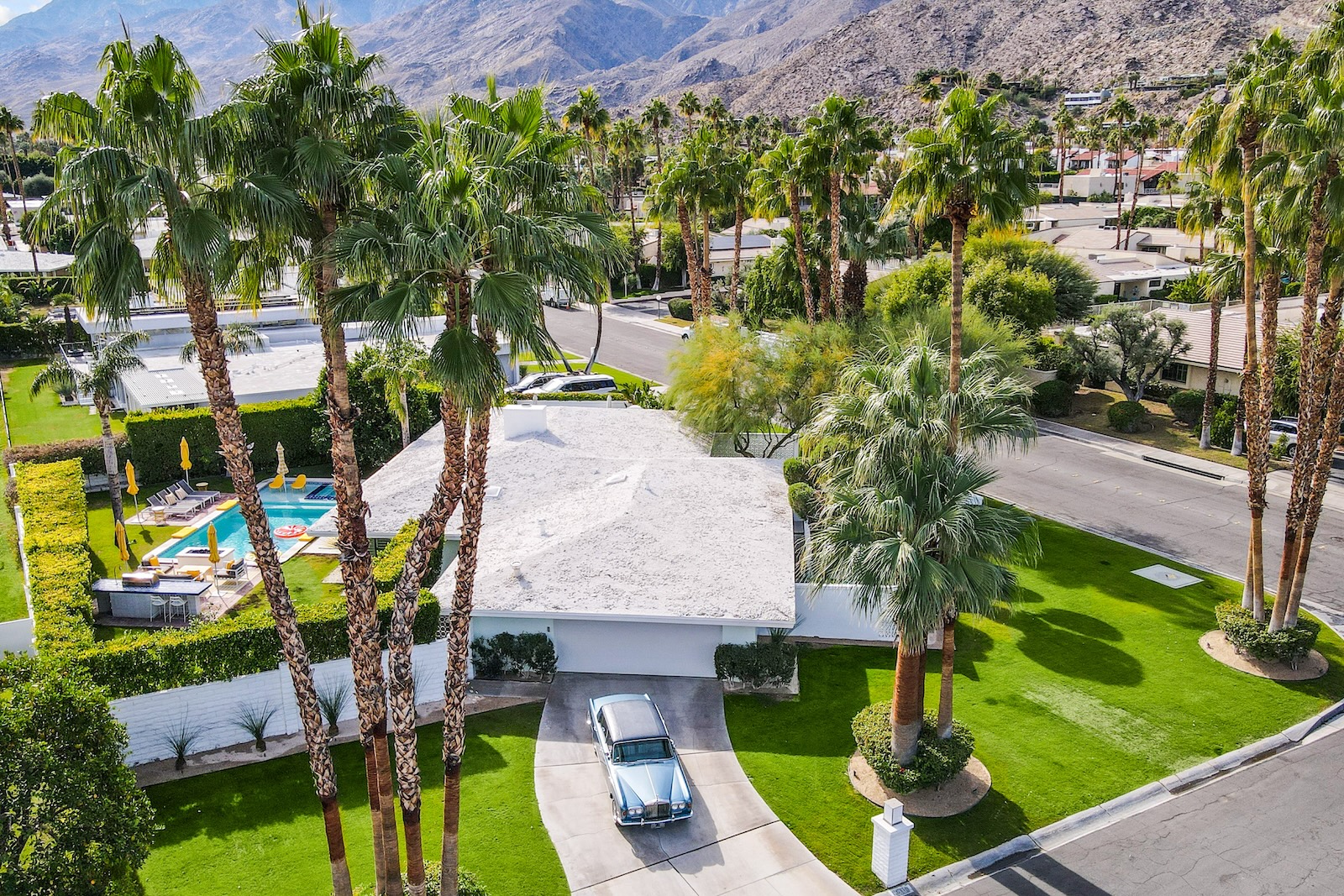 Drone shot of a home in Palm Springs.