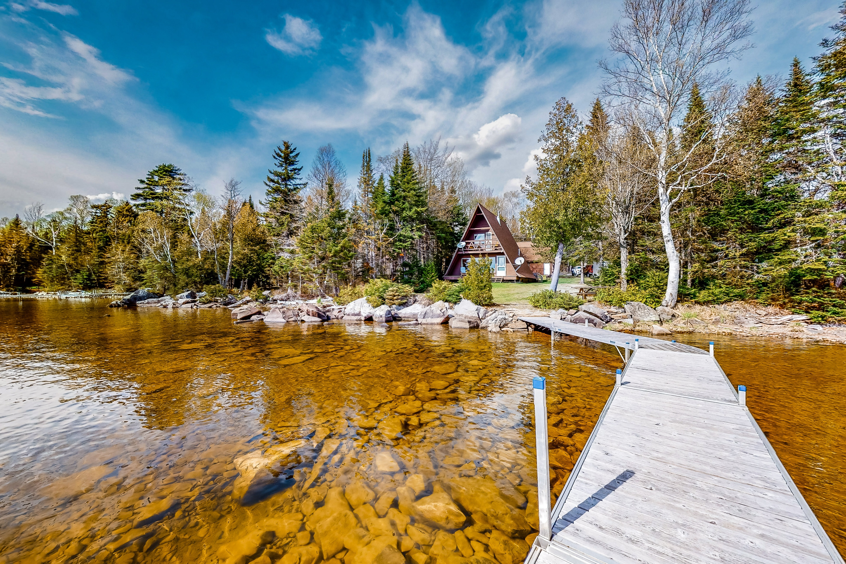 lakefront a-frame rental with private dock