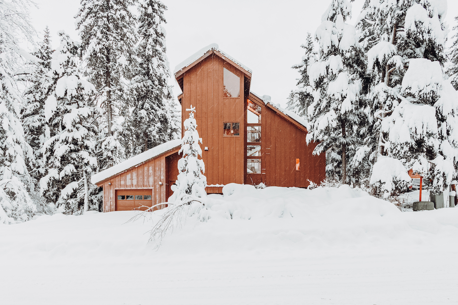 A vacation rental covered in snow in Girdwood, AK.