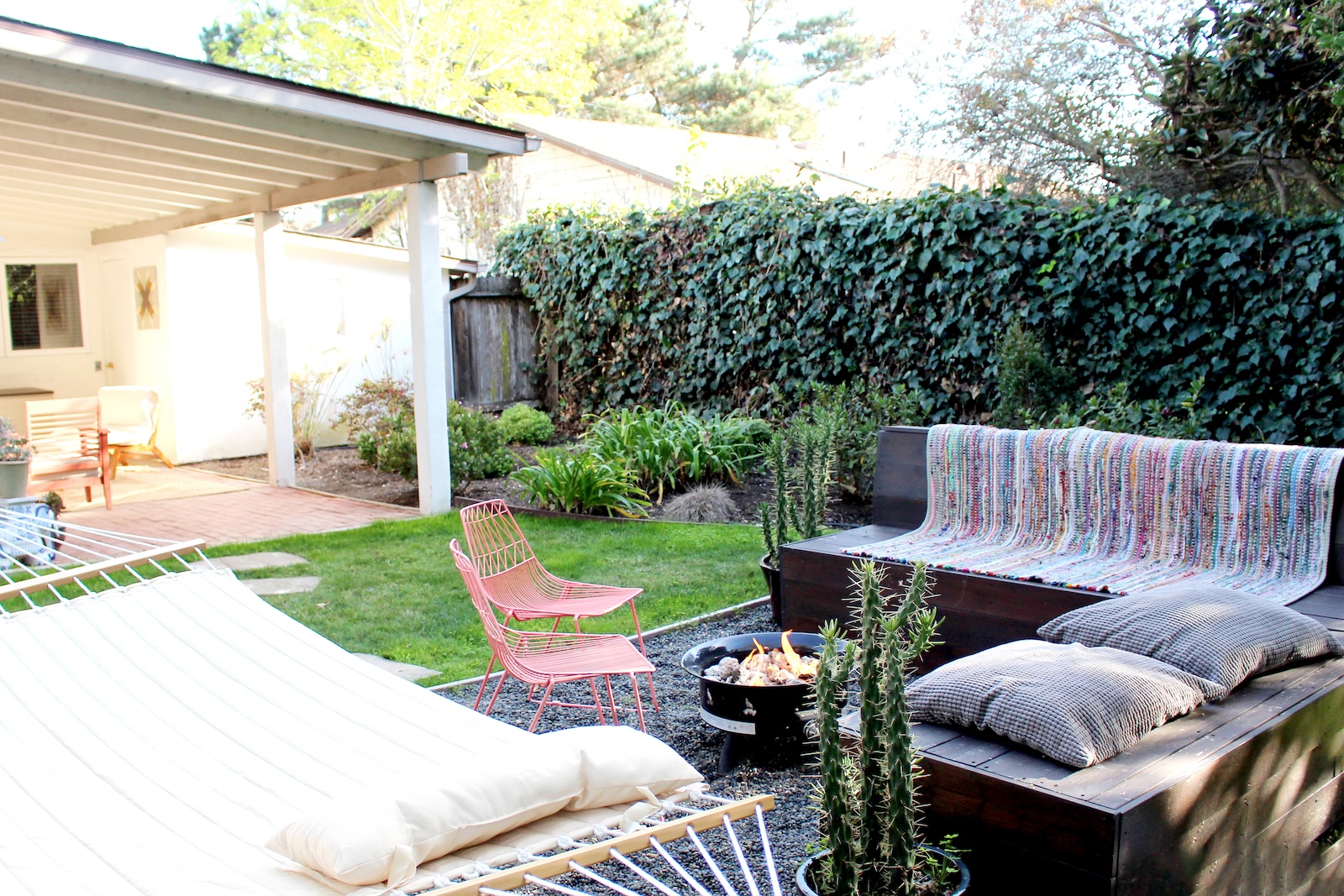 The back firepit area of a vacation rental in Santa Barbara.