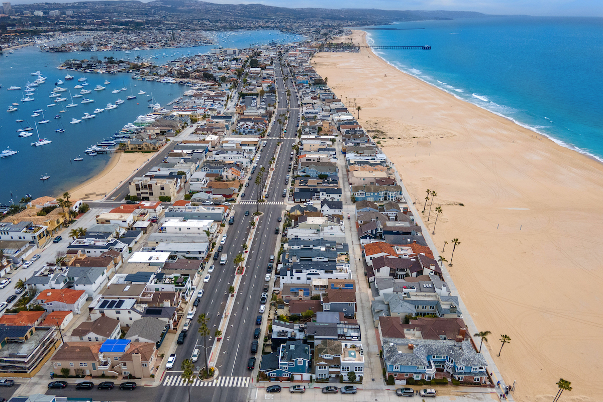 Birds eye view of Newport Beach, CA