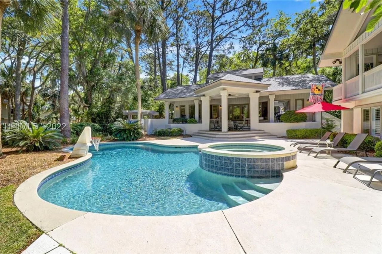 The pool area ofa  vacation rental with a pool in Hilton Head Island.