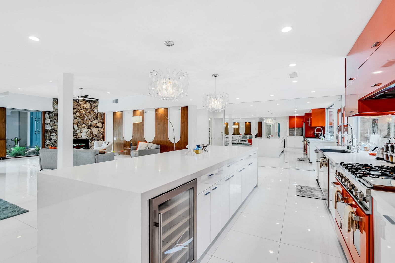 The interior of a modern vacation rental in Palm Springs.