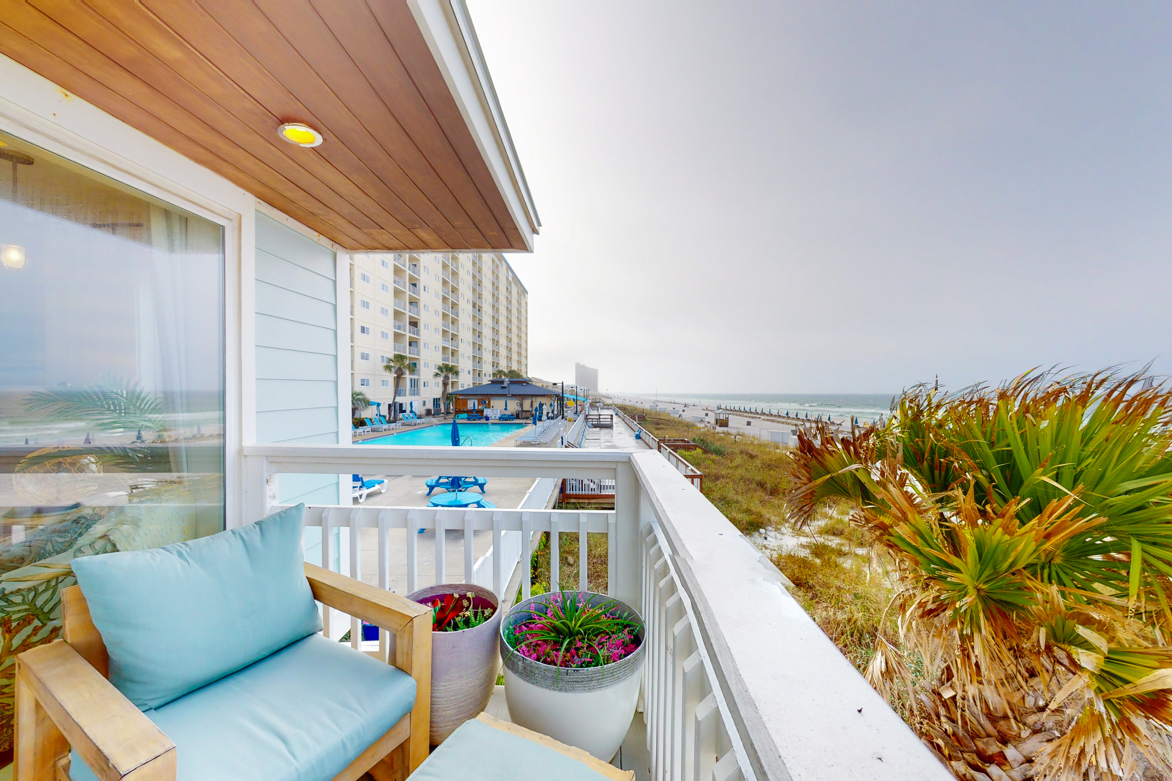 balcony with outdoor chair overlooking the ocean in florida
