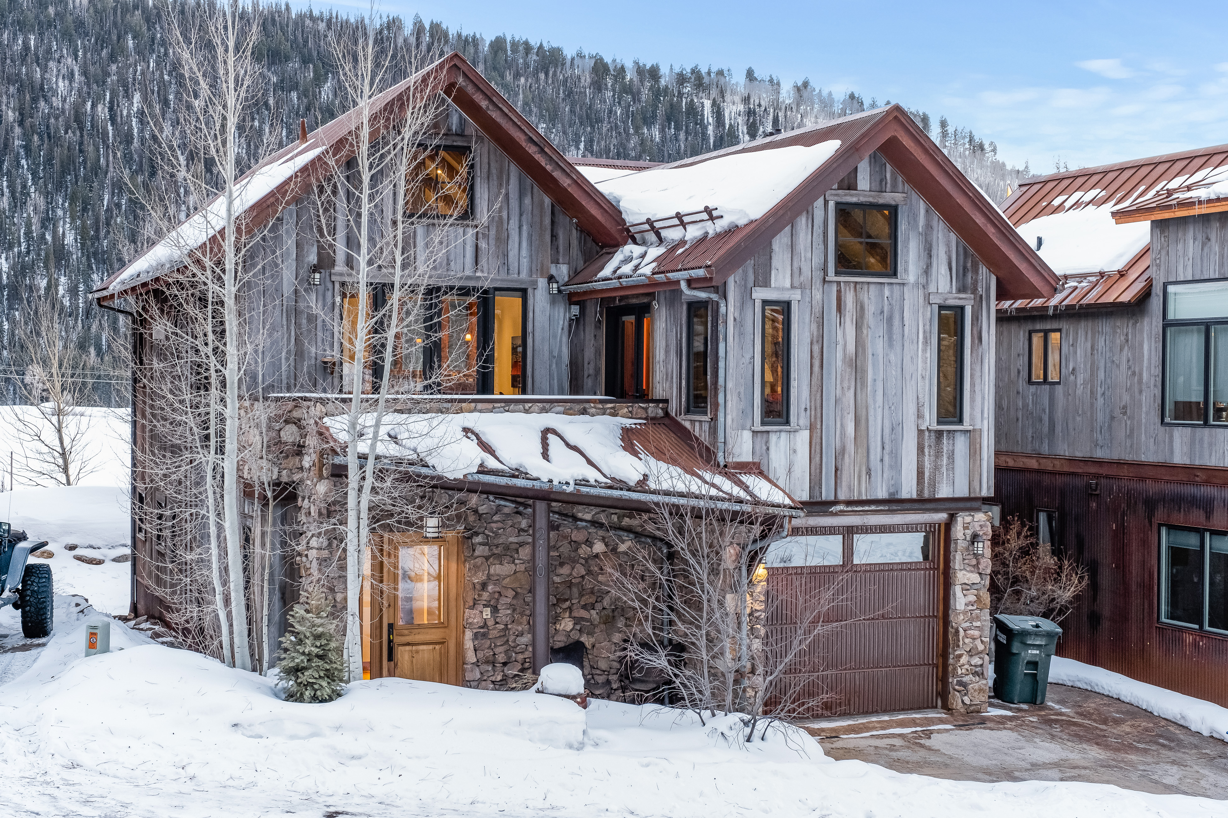 vacation home in telluride covered in snow