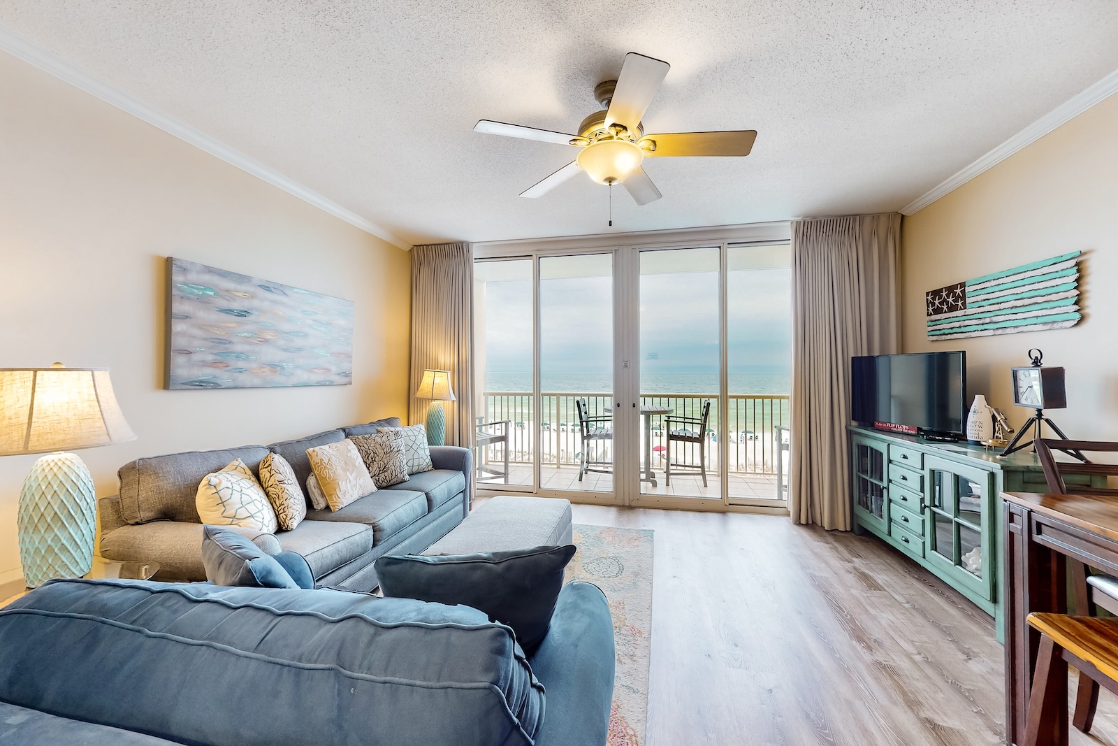 The living area of a vacation rental in Fort Walton Beach, FL.