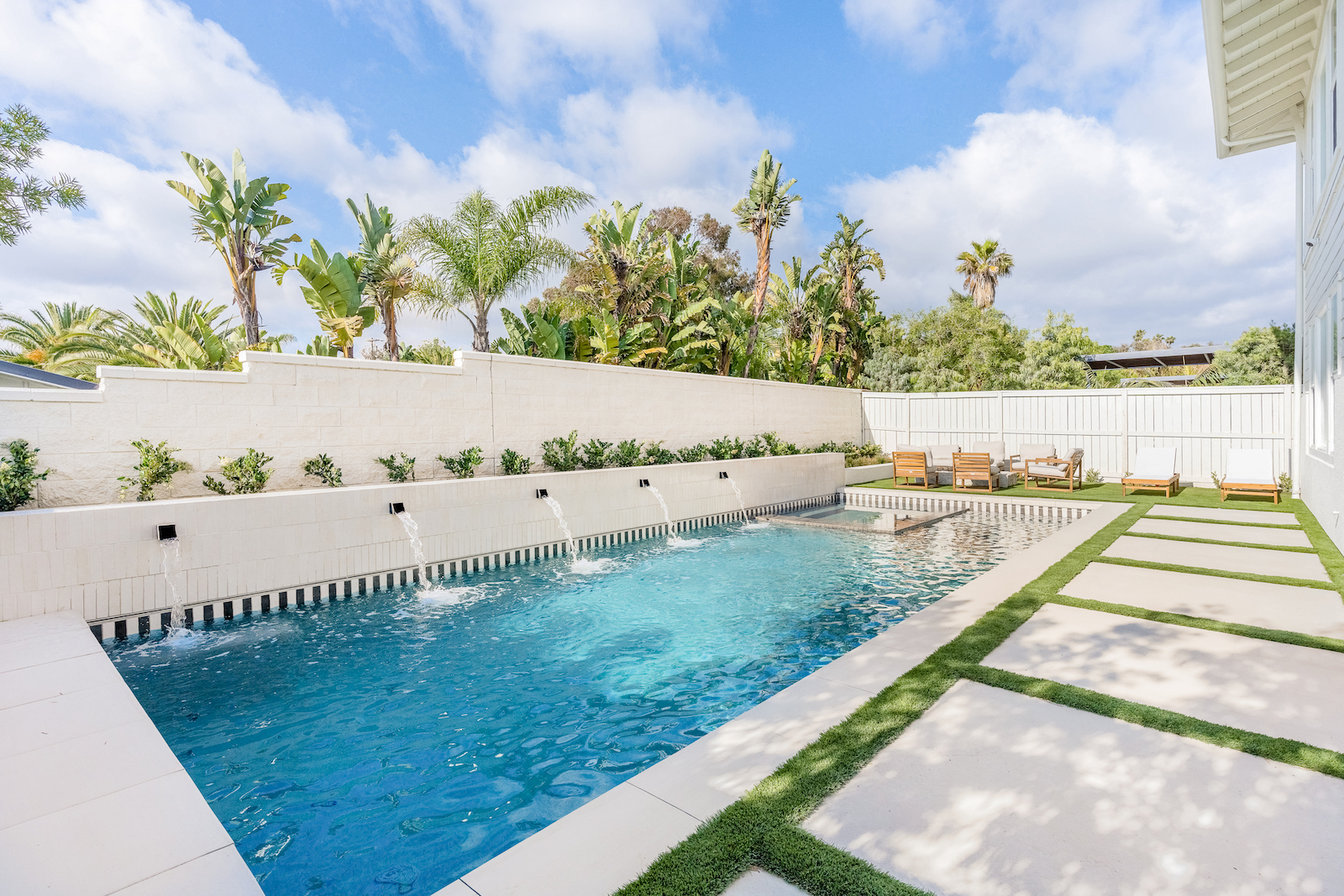 The pool area at a vacation rental in California.
