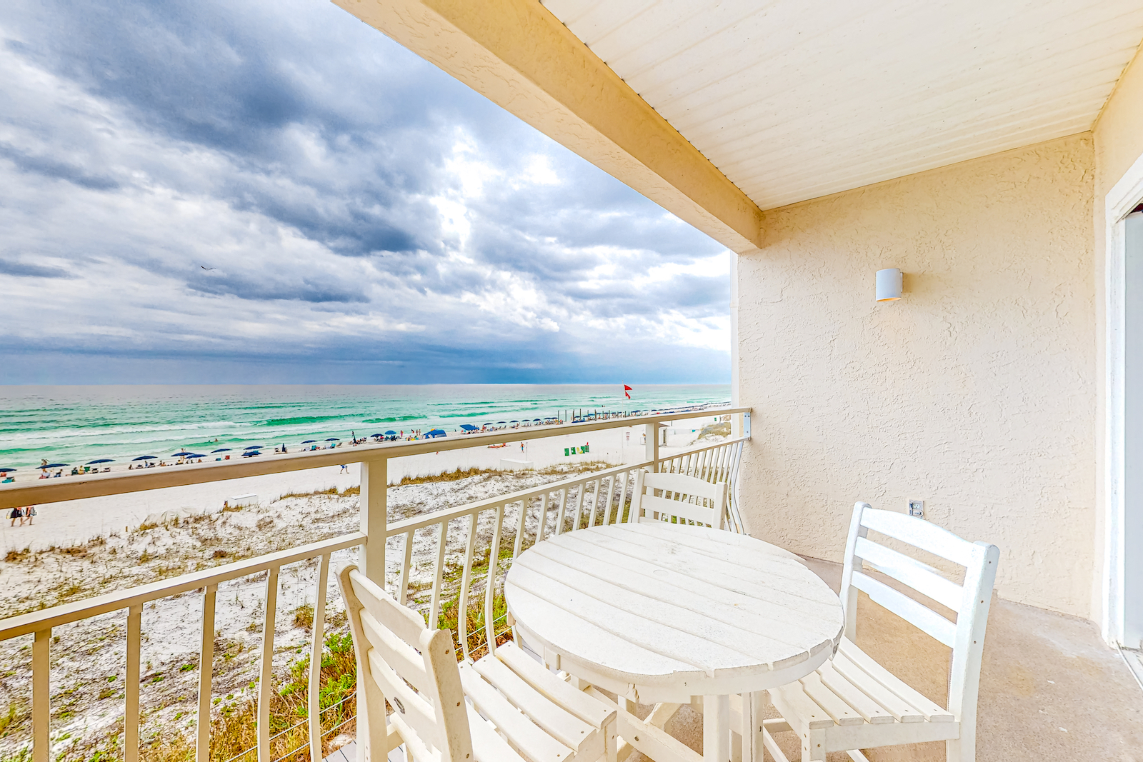 The view of the ocean from a balcony at vacation rental condo in Destin, FL.
