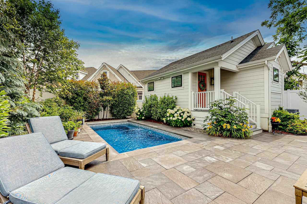 The pool area of a vacation rental in Rehoboth Beach, DE.