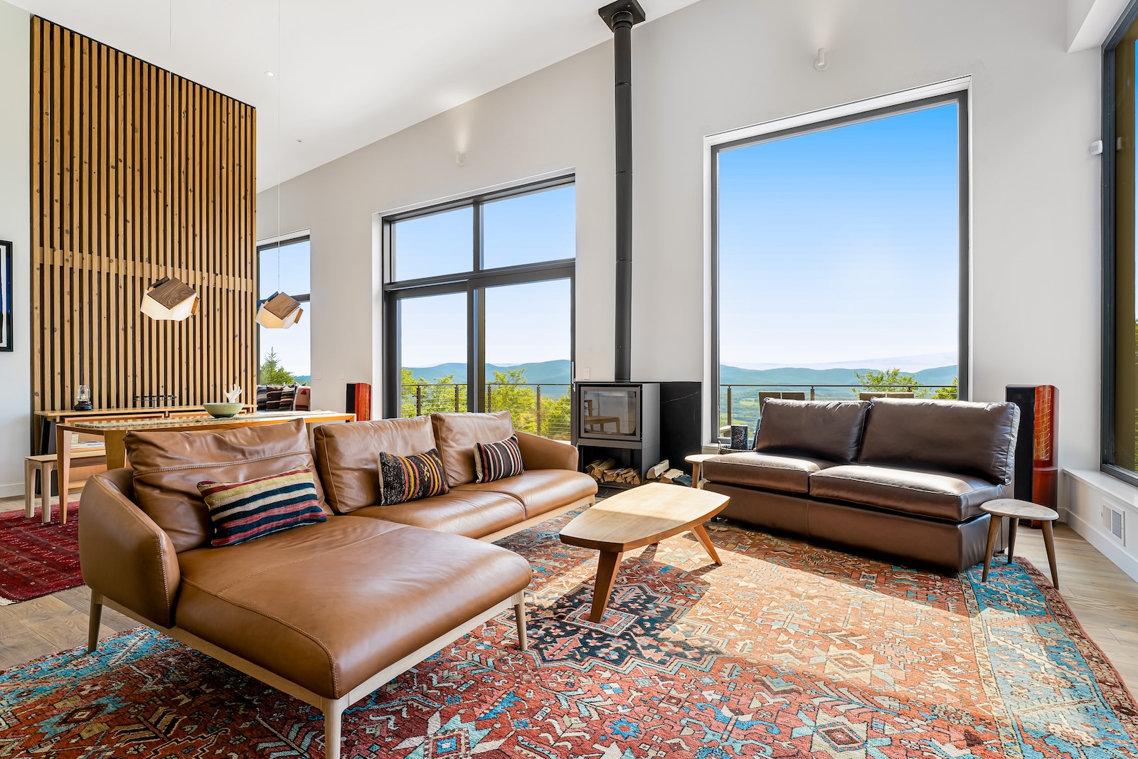 Modern living area at a Warren, VT rental.