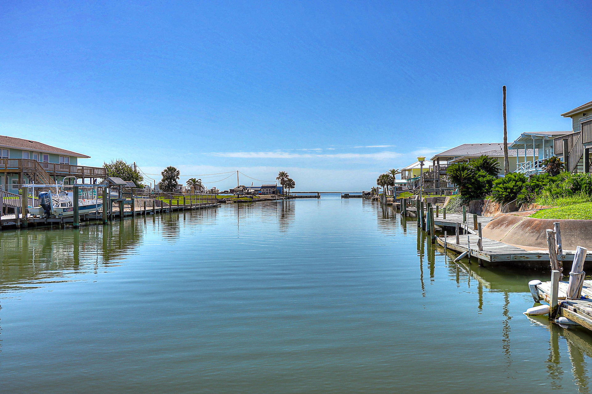 The canal at a vacation rental in Rockport, Texas.