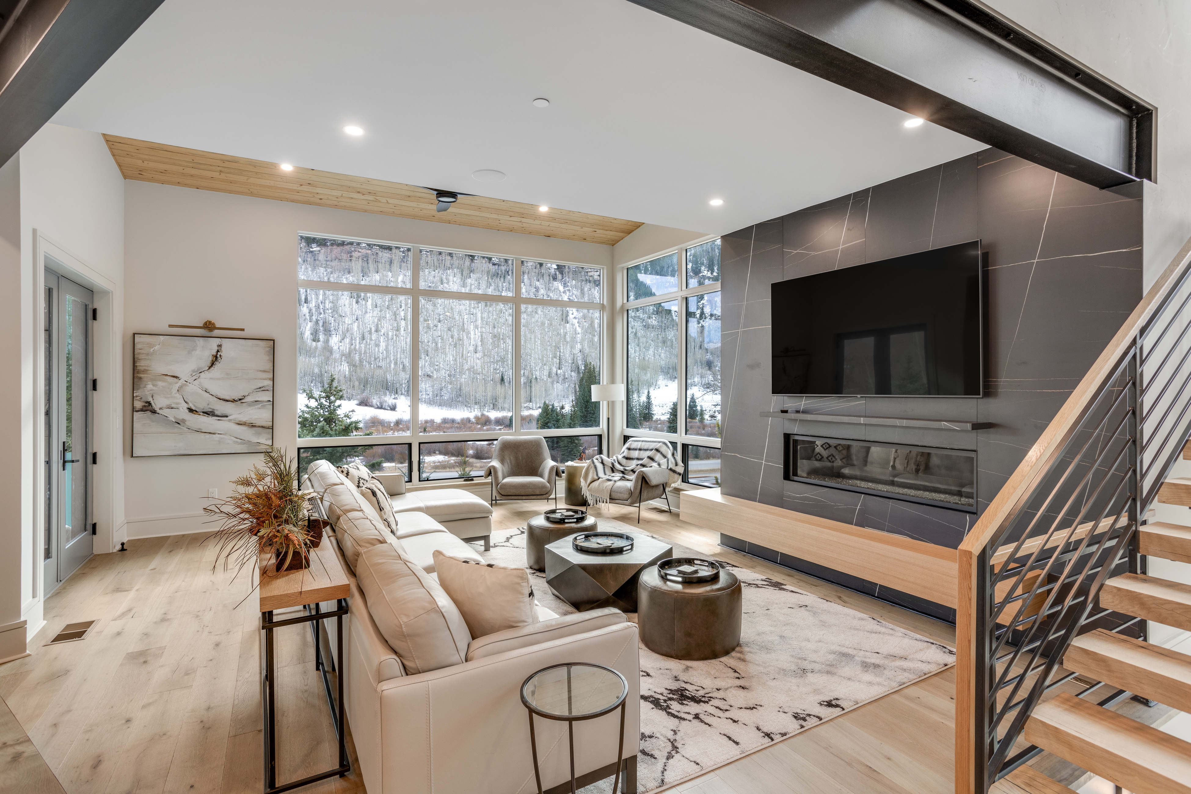 modern decor with mountain views at vail vacation home