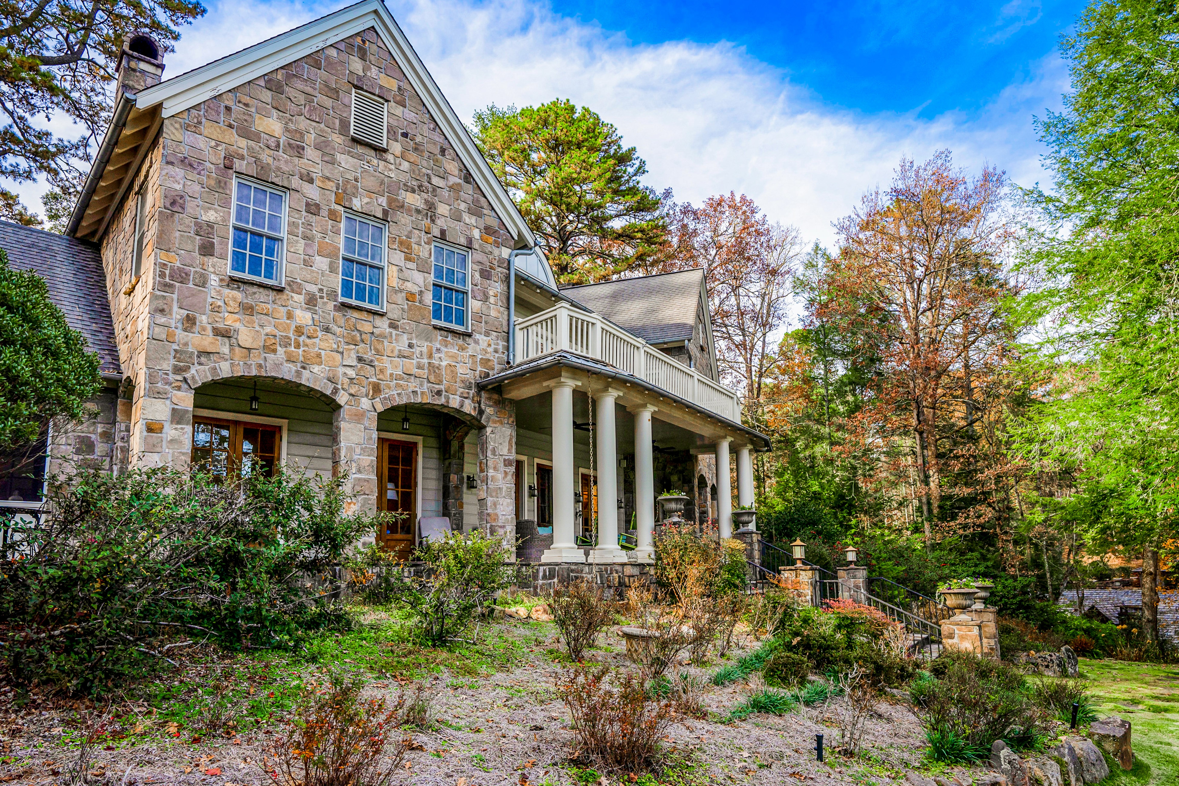 lakefront Lake Rabun estate with columns
