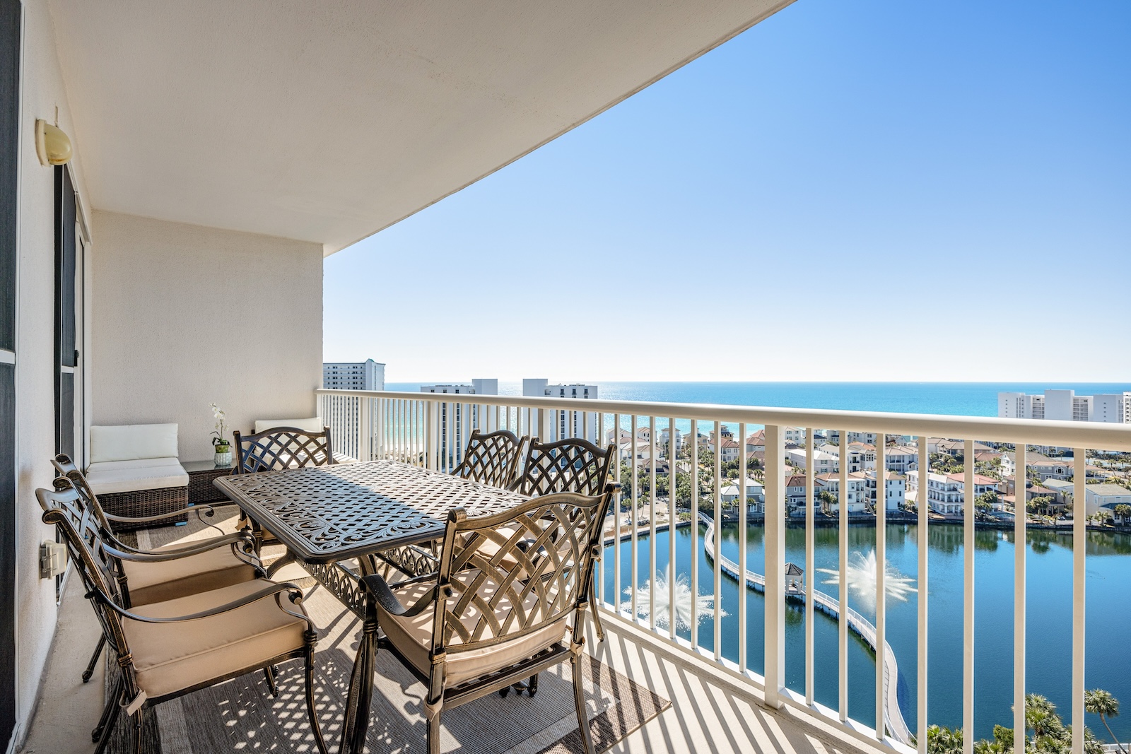 The terrace at a vacation rental in Destin, FL.