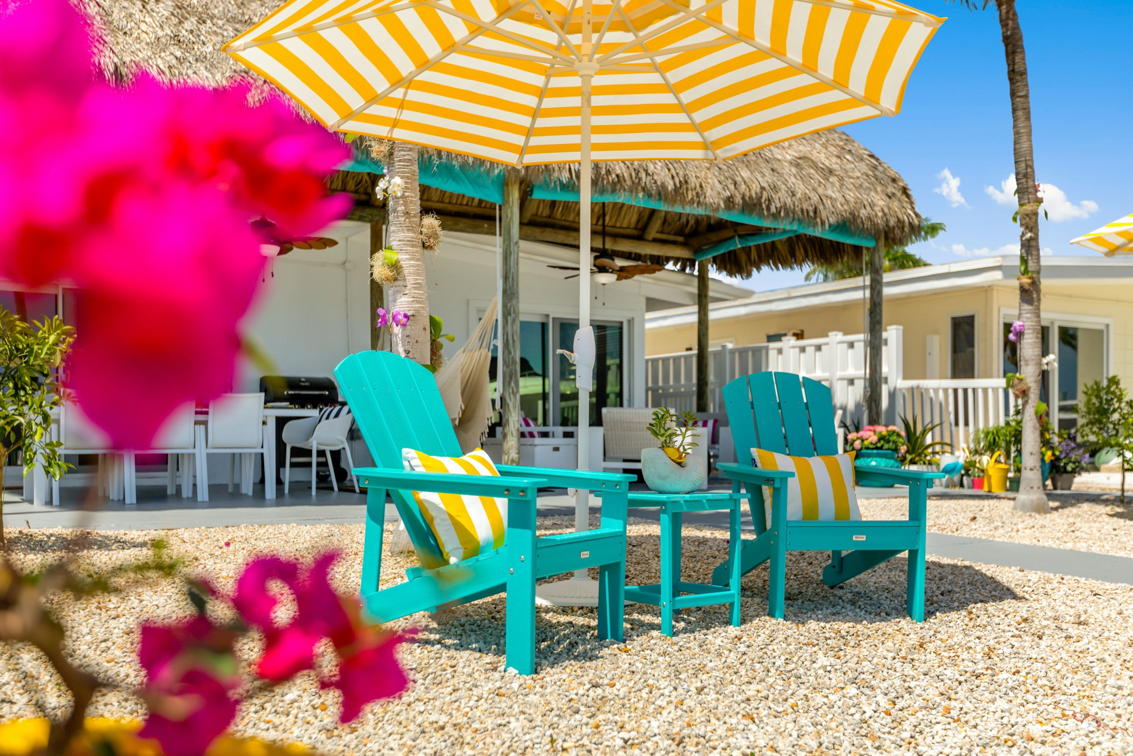 yellow beach chairs on the sand in florida