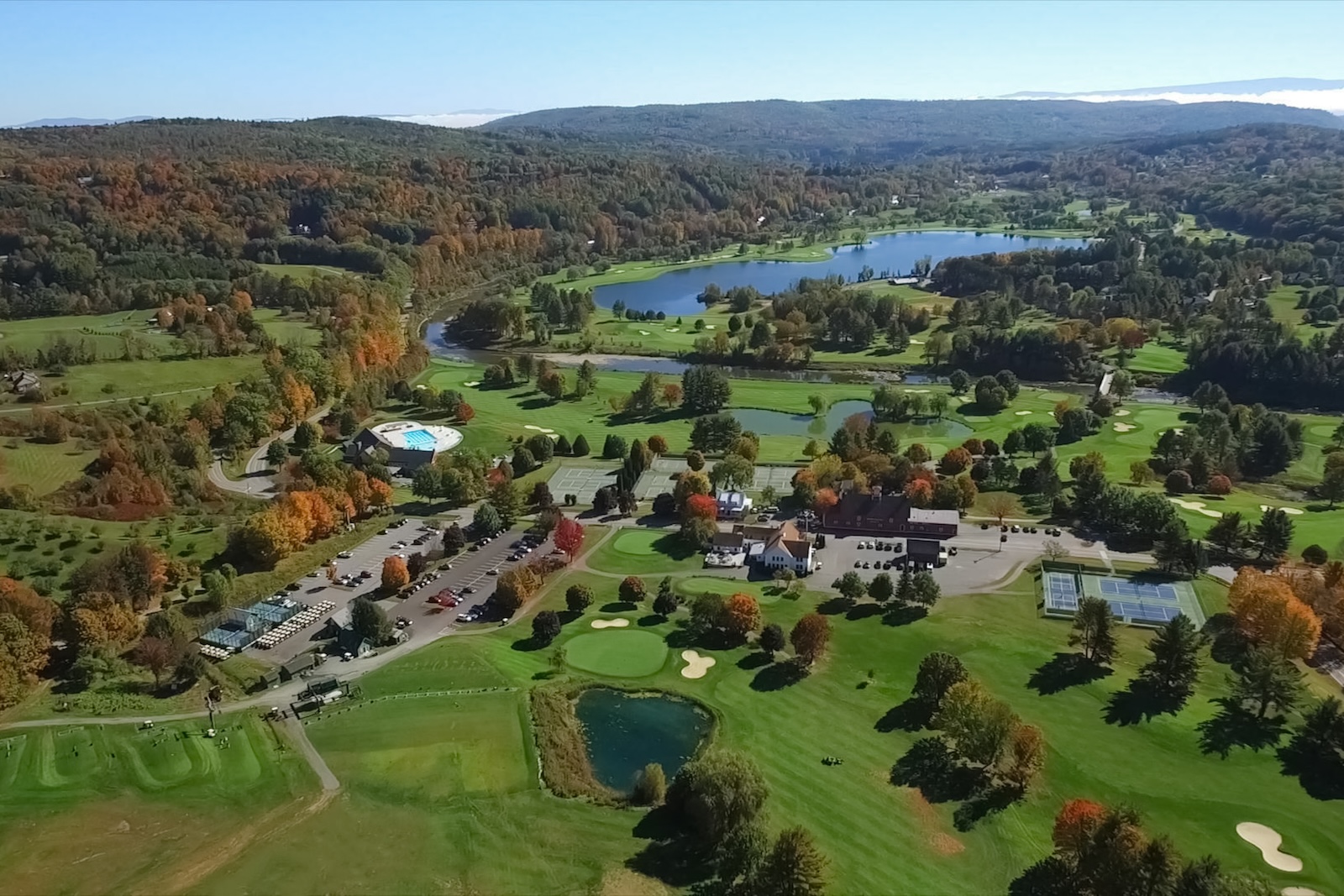 Drone shot of Quechee, Vermont.