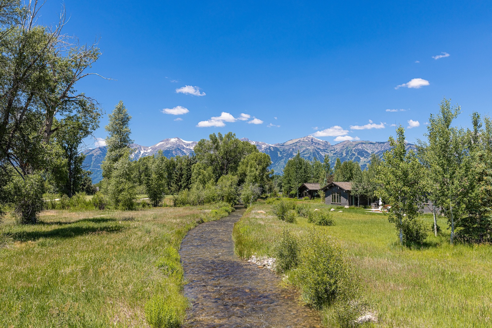 A creek running by a rental in Jackson, WY.
