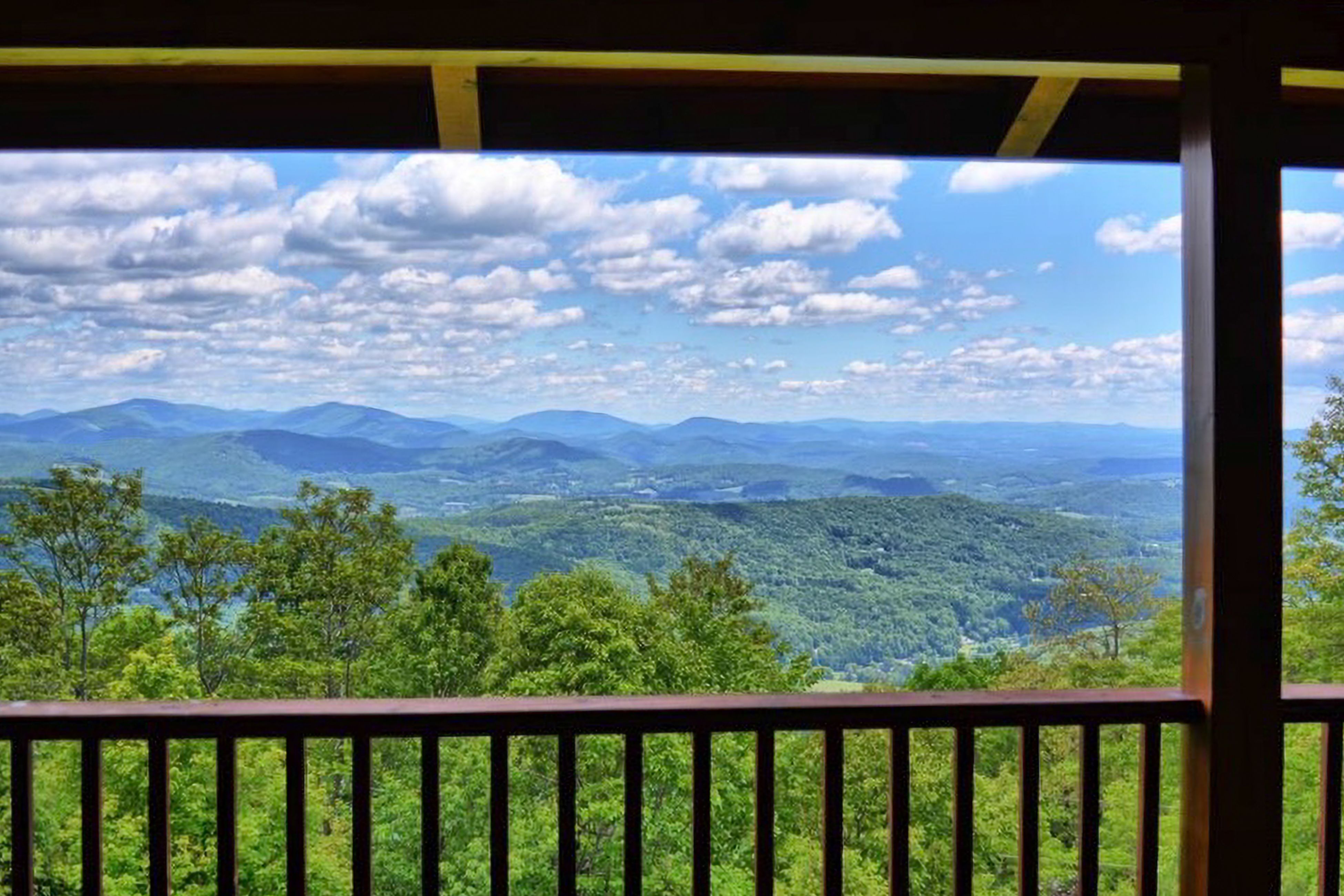 View of the mountains from a deck at a rental in Boone.