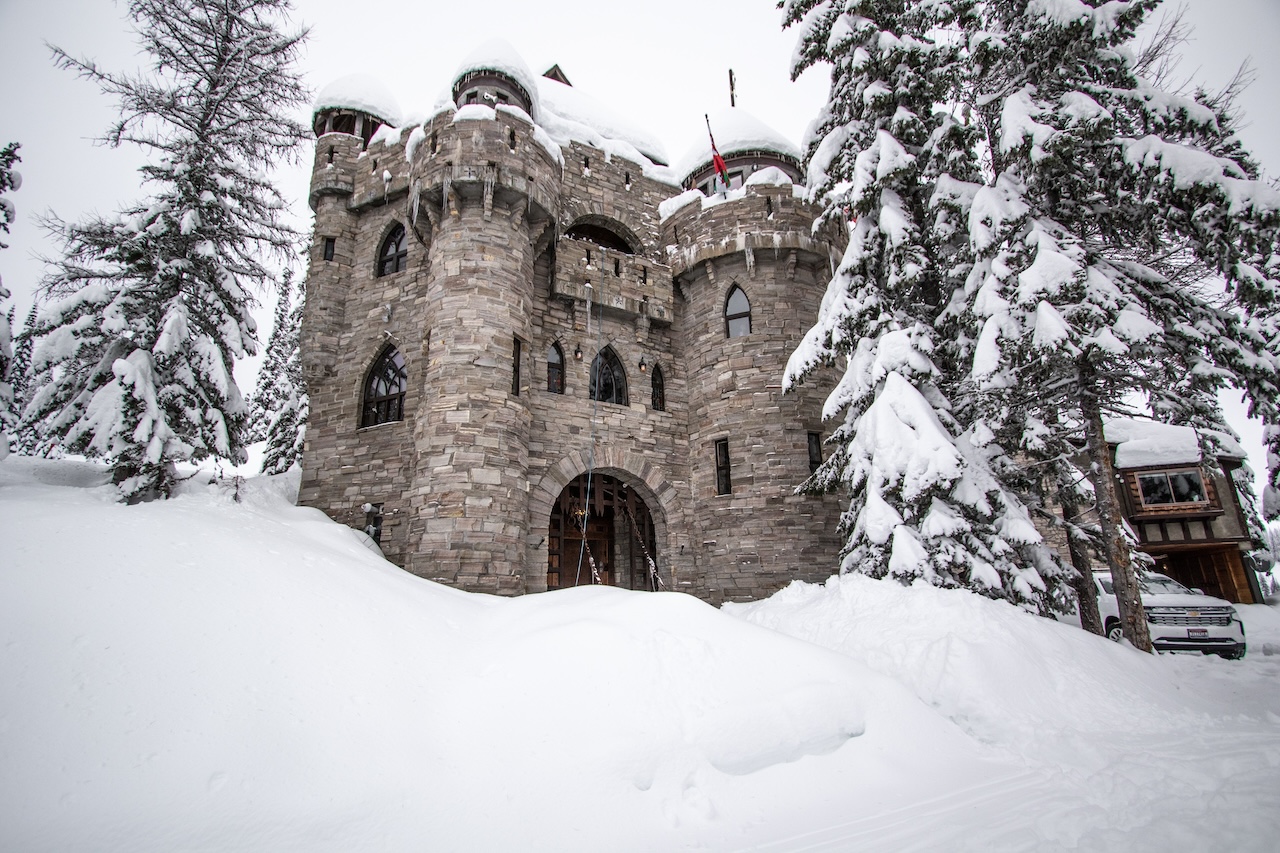 A castle in the snow in Sandpoint, Idaho.